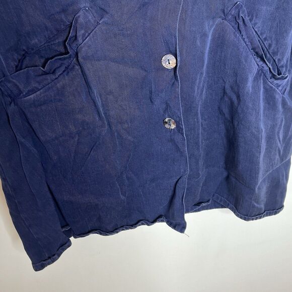 Bryn Walker Button Up Tunic Top Blue Womens Small Long Sleeve Lagenlook - Picture 3 of 14